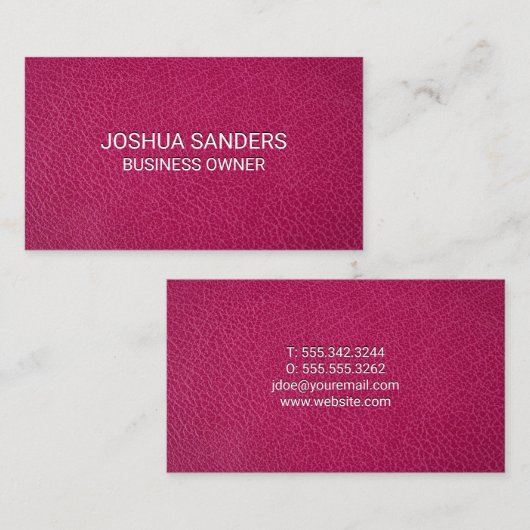 Roze leder visitekaartje (Voorkant / Achterkant)