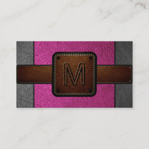 Roze lederen blik bruin Monogram Visitekaartje