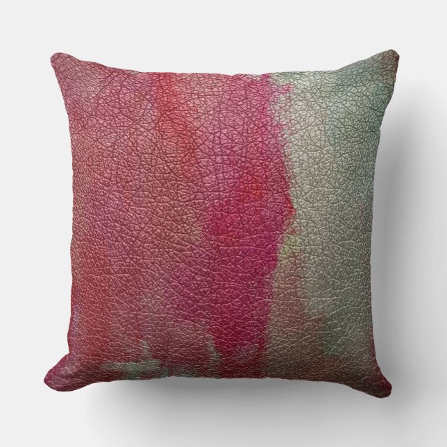 Roze lederen blik kussen (Voorkant)