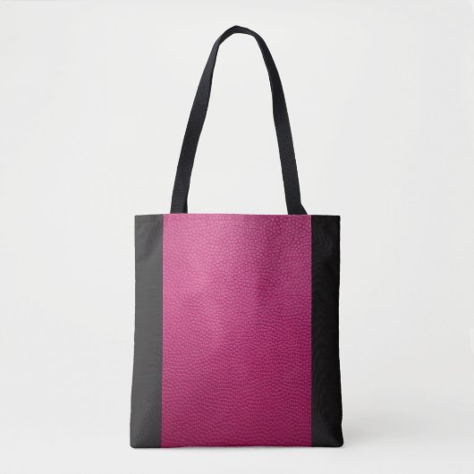 Roze lederen blik met zwarte accessoires tote bag (Voorkant)