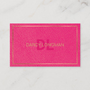Roze lederen graan look zwart houtskool goud visitekaartje