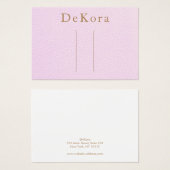 Roze lederen haarklemhouder visitekaartje (Voorkant /achterkant)