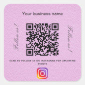Roze lederen handelsnaam qr code instagram vierkante sticker (Voorkant)