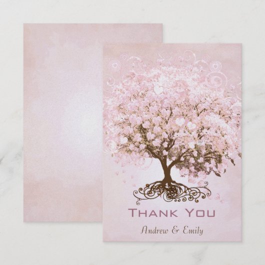 Roze lederen hartelijn Dank je Bedankkaart (Voorkant / Achterkant)