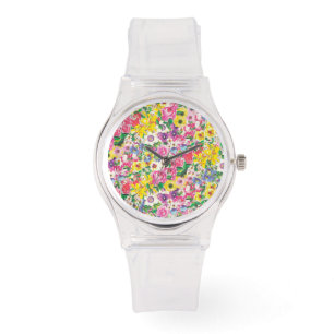 Roze lederen horloge
