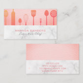 Roze lederen marmeren trim | chef-kok visitekaartje (Voorkant / Achterkant)