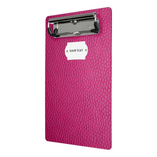 Roze lederen minikaart mini klembord (Angled2)