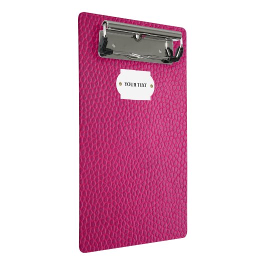 Roze lederen minikaart mini klembord (Schuin)