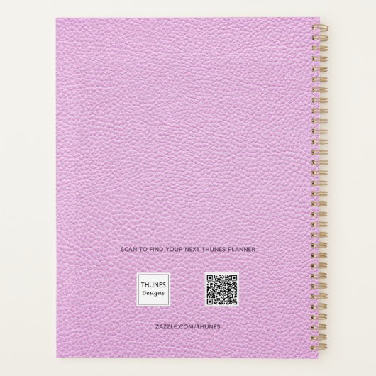 Roze lederen monogram initialen 2026 planner (Achterkant)