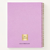 Roze lederen naam script business logo notitieboek (Achterkant)