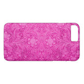 Roze lederen print bloemmotief Case-Mate iPhone case (Achterkant (Horizontaal))