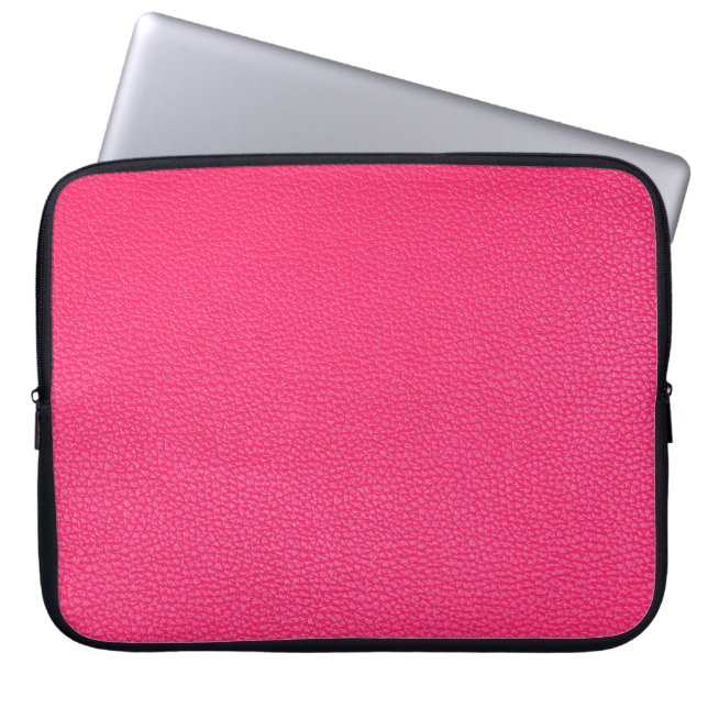 Roze lederen textuur laptop sleeve (Voorkant)