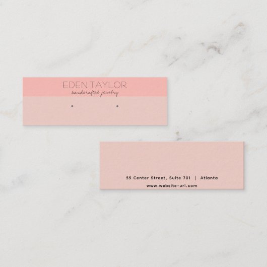 Roze Lederen Textuur Stud Oorbel Display Mini Visitekaartje (Voorkant / Achterkant)