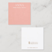 Roze lederen voorloopbeeldscherm met perziken vierkante visitekaartje (Voorkant / Achterkant)