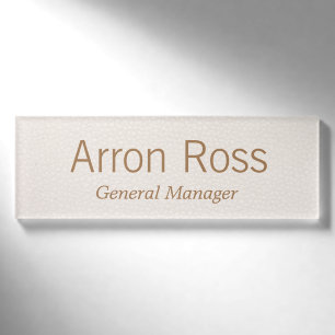 Roze lederen werknemer Magnetic Name Tag