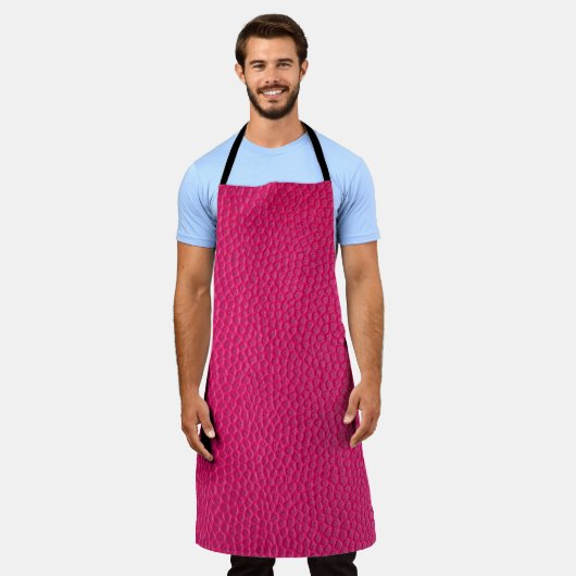 Roze ledertextuur schort (Gedragen)