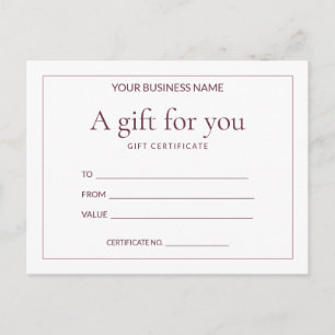Roze Ledger In te vullen cadeaubon voor zakelijk g Briefkaart
