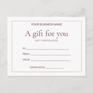 Roze Ledger In te vullen cadeaubon voor zakelijk g Briefkaart
