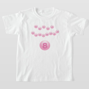 Roze Leeftijd 8 van de Ballen van de Verjaardag T-shirt
