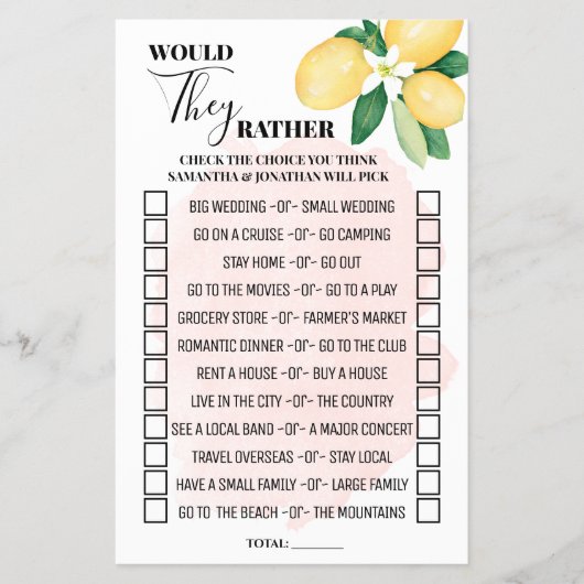 Roze leemons in plaats van een Kaart voor het scho (Voorkant)