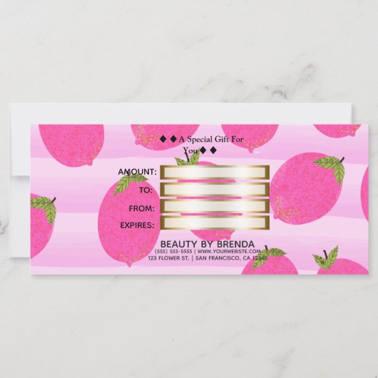 Roze leemons Summer Fruit Bright Cadeaubon (Achterkant)