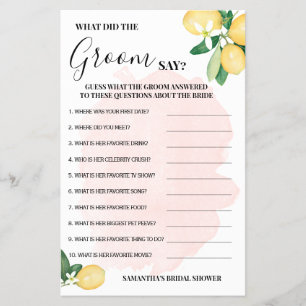 Roze leemons Wat Groom zei de Kaart van het Spel v