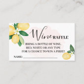 Roze leemons Wijn Raffle Ticket Kaart Vrijgezellen (Voorkant)