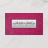 Roze leer | Gestikt leren banner Visitekaartje (Achterkant)