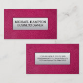 Roze leer | Gestikt leren banner Visitekaartje (Voorkant / Achterkant)