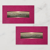 Roze leer | Gouden metaal Visitekaartje (Voorkant / Achterkant)