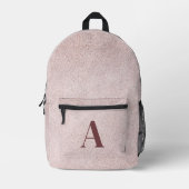 Roze leer uitziende monogram bedrukte rugzak (Voorkant)
