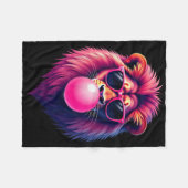 Roze Leeuw Blowing Bubble Gum Fleece Deken (Voorkant (Horizontaal))
