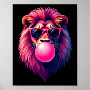 Roze Leeuw Blowing Bubble Gum Poster