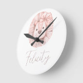 Roze Leeuw Boho Waterverf Kwekerij Ronde Klok (Hoek)