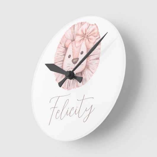 Roze Leeuw Boho Waterverf Kwekerij Ronde Klok (Hoek)