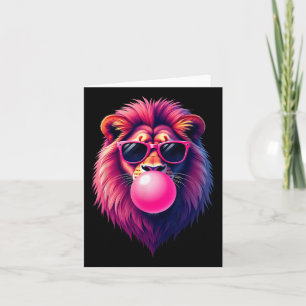 Roze Leeuw die Bubble Gum Blaast  Kaart