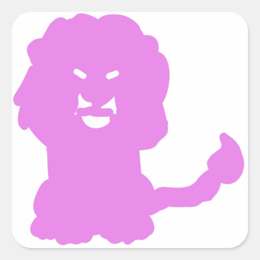 Roze Leeuw Dier Silhouet Vierkante Sticker (Voorkant)