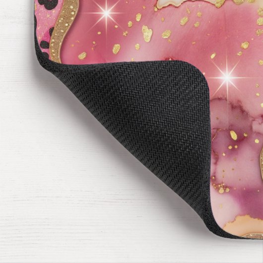 Roze leeuw en gouden glans muismat (Hoek)