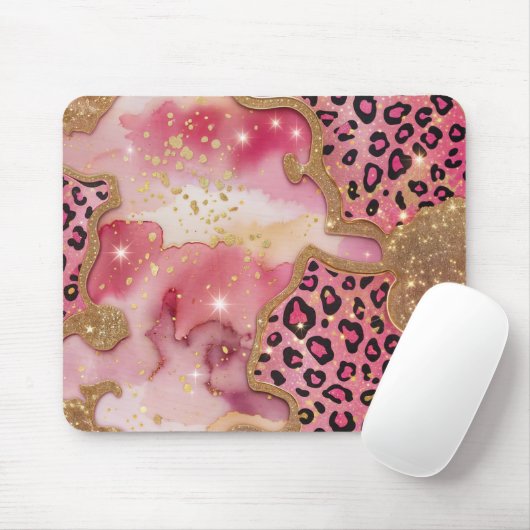 Roze leeuw en gouden glans muismat (Met muis)