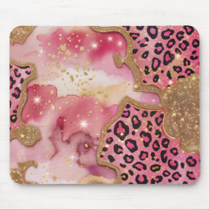 Roze leeuw en gouden glans muismat
