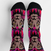 Roze Leeuw Sokken - Leeuw Gezichtsportret - Lion H (Top)