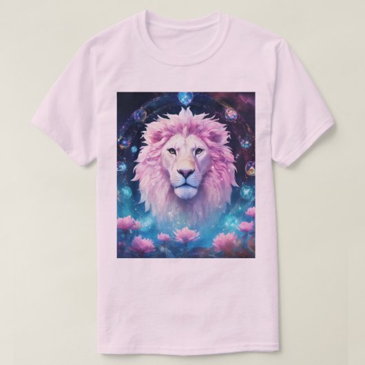 Roze Leeuw Vreedzame Leeuw T-shirt (Design voorkant)