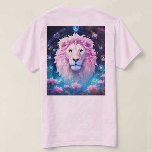 Roze Leeuw Vreedzame Leeuw T-shirt (Design achterkant)