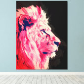 Roze Leeuwen Majesteit op Zwarte Canvas Afdruk (Insitu (Houten vloer))