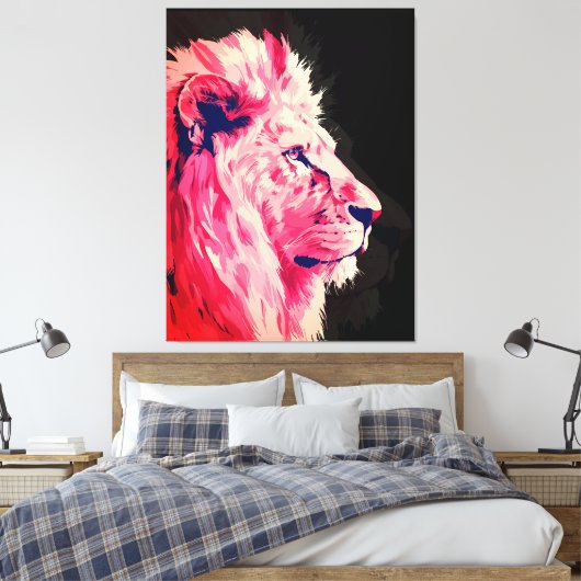 Roze Leeuwen Majesteit op Zwarte Canvas Afdruk (Insitu (Slaapkamer))