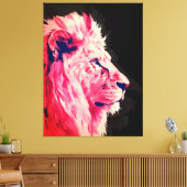 Roze Leeuwen Majesteit op Zwarte Canvas Afdruk (Insitu (Woonkamer))