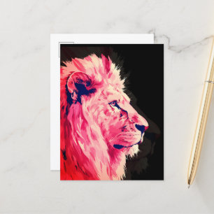 Roze Leeuwen Majesteit op Zwarte Canvas Briefkaart