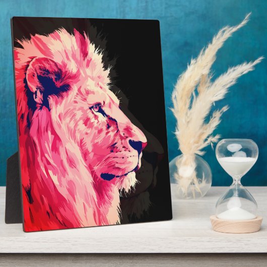 Roze Leeuwen Majesteit op Zwarte Canvas Fotoplaat (Zijkant)