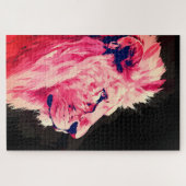 Roze Leeuwen Majesteit op Zwarte Canvas Legpuzzel (Horizontaal)