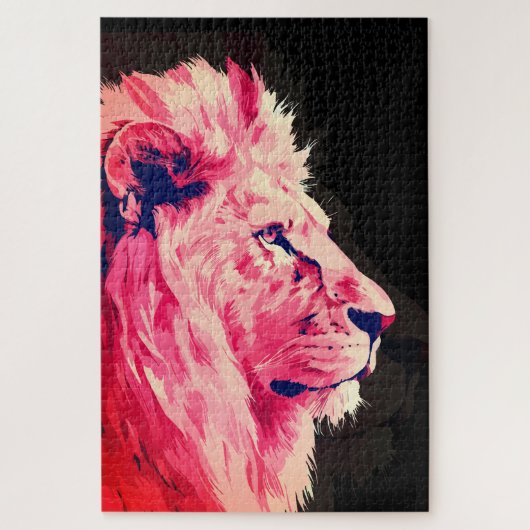 Roze Leeuwen Majesteit op Zwarte Canvas Legpuzzel (Verticaal)